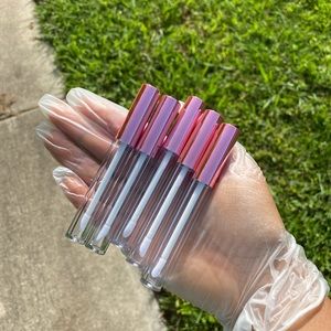 Empty Lip Gloss Tube Wand with Stoppers- Pink